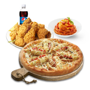 더블포테이토피치세트M(더블포테이토피자M+후라이드치킨(뼈))+스파게티+콜라500ml